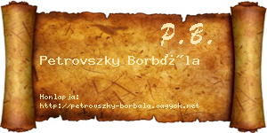 Petrovszky Borbála névjegykártya